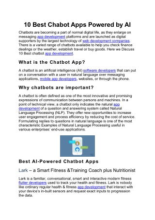 10 Best Chabot Apps Powered by AI