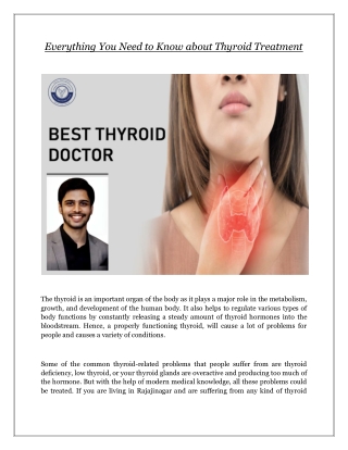Everything You Need to Know about Thyroid Treatment