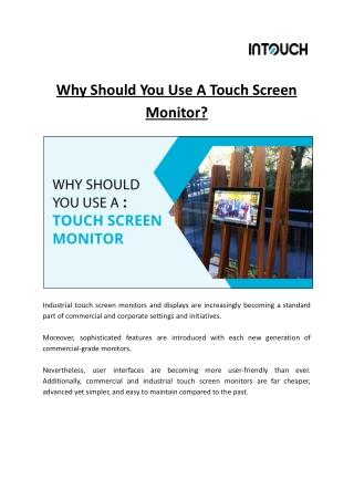 Why Should You Use A Touch Screen Monitor?