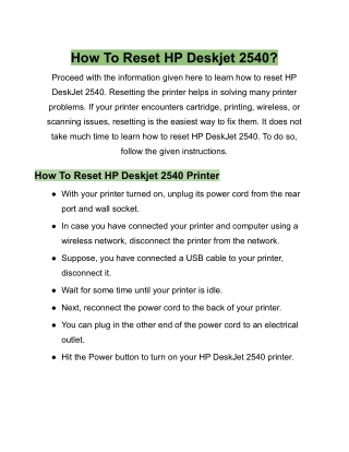 10 steps: How to reset HP Deskjet 2540 printer