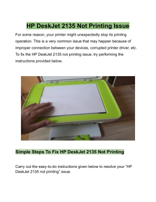 HP Deskjet 2135 not printing | how to fix printer won't print