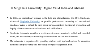 Is Singhania University Degree Valid India and Abroad_