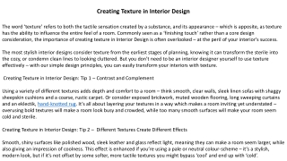Creating Texture in Interior Design