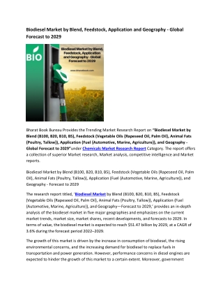 Global Biodiesel Market Research Report 2022-2029