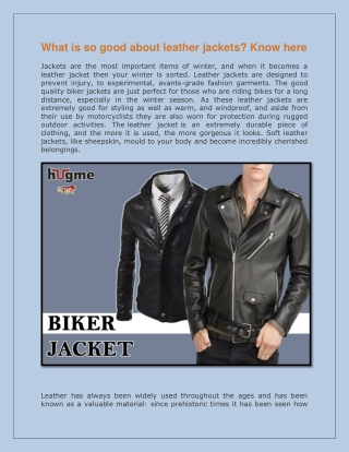 What is so good about leather jackets