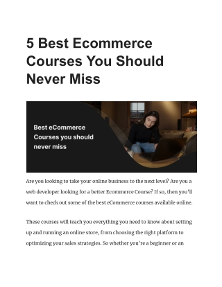 5 Best Ecommerce Courses You Should Never Miss