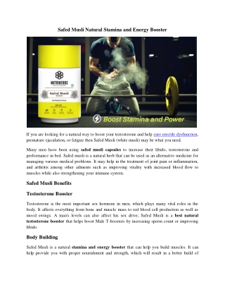Safed Musli Natural Stamina and Energy Booster