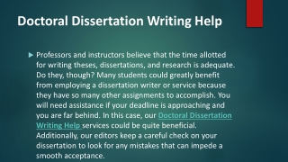 Doctoral Dissertation Writing Help