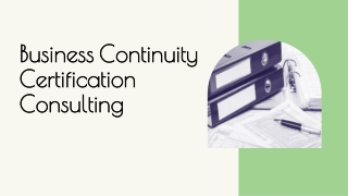 Business Continuity Certification Consulting