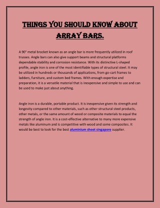 Things you should know about ARRAY BARS