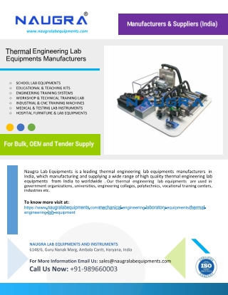 Thermal Engineering Lab Equipments Manufacturers