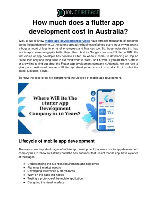 How much does a flutter app development cost in Australia