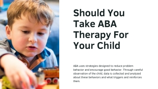 Should You Take ABA Therapy For Your Child