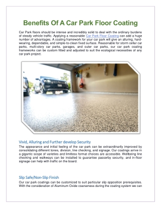 Benefits of a Car Park Floor Coating