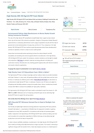 High Density [100-350 Kg/m3] PET Foam Market | Industry Report, 2031