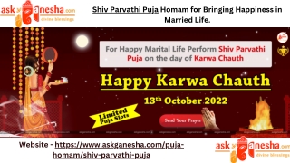 Shiv Parvathi Puja Homam for Bringing Happiness in Married Life.