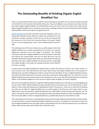 The Outstanding Benefits of Drinking Organic English Breakfast Tea