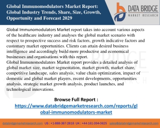 Global Immunomodulators Immunomodulators Market Outlook 2022-2028 Analysis By To