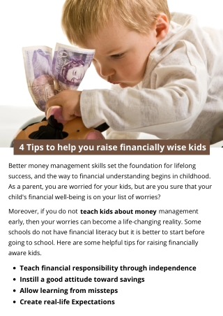4 Tips to help you raise financially wise kids