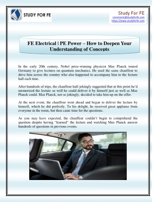 FE Electrical - PE Power – How to Deepen Your Understanding of Concepts