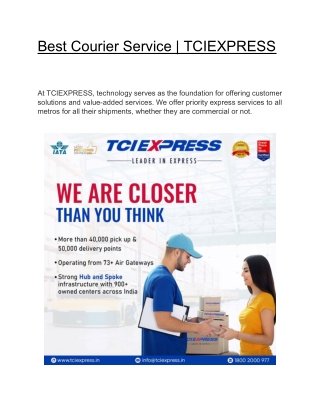 Best Courier Service | TCIEXPRESS