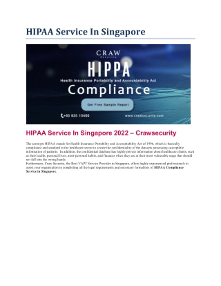 HIPAA Service In Singapore