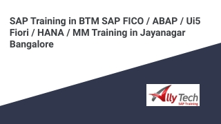 Allytech SAP Training – SAP FICO Course in Bangalore
