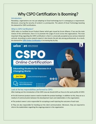 Why CSPO Certification Is Booming