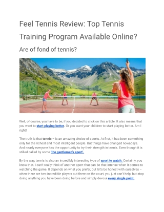 Feel Tennis Review_ Top Tennis Training Program Available Online_