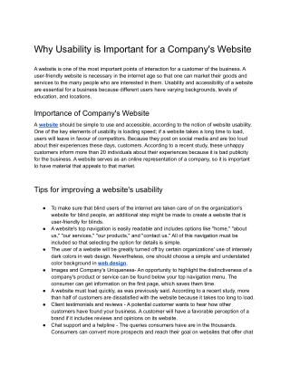 Why Usability is Important for a Company's Website