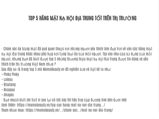 TOP 5 HÃNG MẶT NẠ NỘI ĐỊA TRUNG TỐT TRÊN THỊ TRƯỜNG