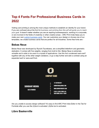 Top 4 Fonts For Professional Business Cards in 2022