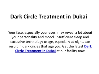 Dark Circle Treatment in Dubai