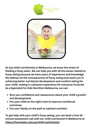 Leading child nutritionist in Melbourne
