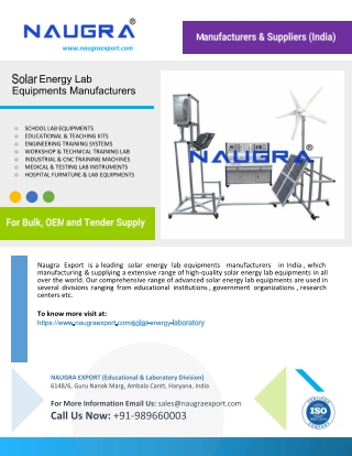 Solar Energy Lab Equipments Manufacturers