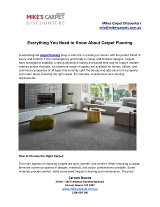 Everything You Should Know About Carpet Flooring - Mikes Carpet Discounters