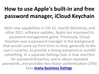 How to use Apple's built-in and free password manager, iCloud Keychain