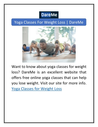 Yoga Classes For Weight Loss | DareMe