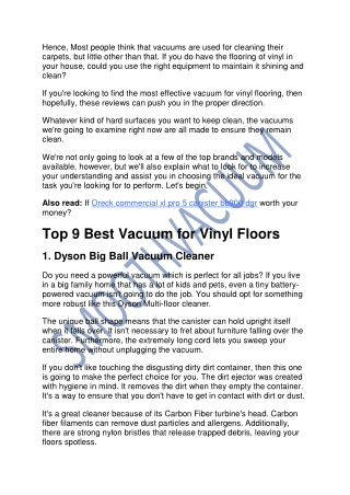 Best Vacuum for Vinyl Floors