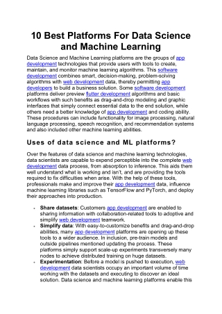 10 Best Platforms For Data Science and Machine Learning