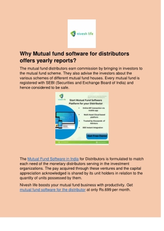 Why Mutual fund software for distributors offers yearly reports