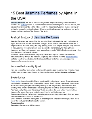 15 Best Jasmine Perfumes by Ajmal in the USA