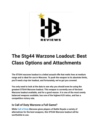 The Stg44 Warzone Loadout_ Best Class Options and Attachments