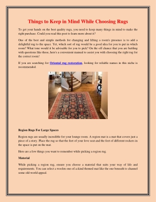 Things to Keep in Mind While Choosing Rugs