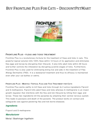 Buy Frontline Plus For Cats - DiscountPetMart