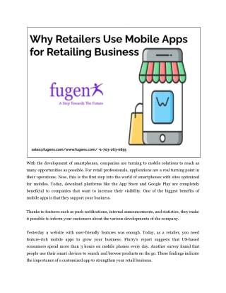 Why Retailers Use Mobile Apps for Retailing Business