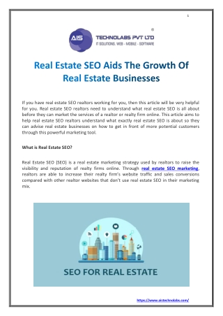 Real Estate SEO Aids the Growth of Real Estate Businesses