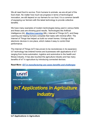 IoT Applications in Agriculture Industry