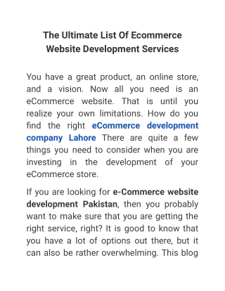 The Ultimate List Of Ecommerce Website Development Services
