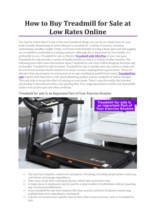 How to Buy Treadmill for Sale at Low Rates Online